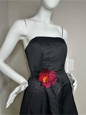 Banana Republic Black Silk Strapless A-Line Dress Women Size 4 S Cocktail Party